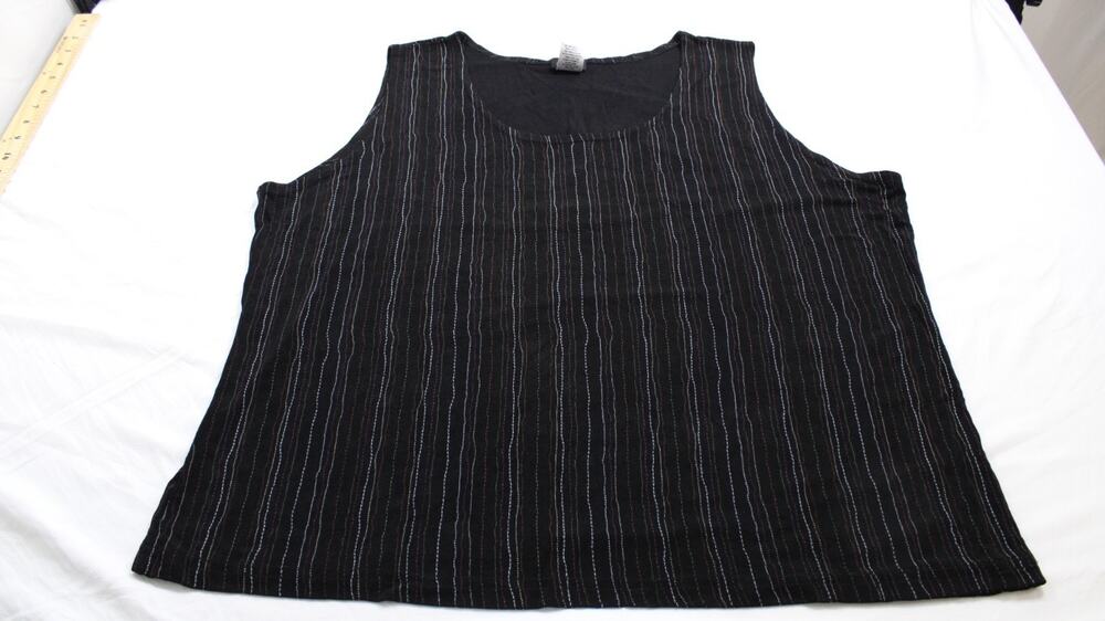 Ashli Couture Women's 2X Black Striped Sleeveless Tank Top Stretch Plus Size